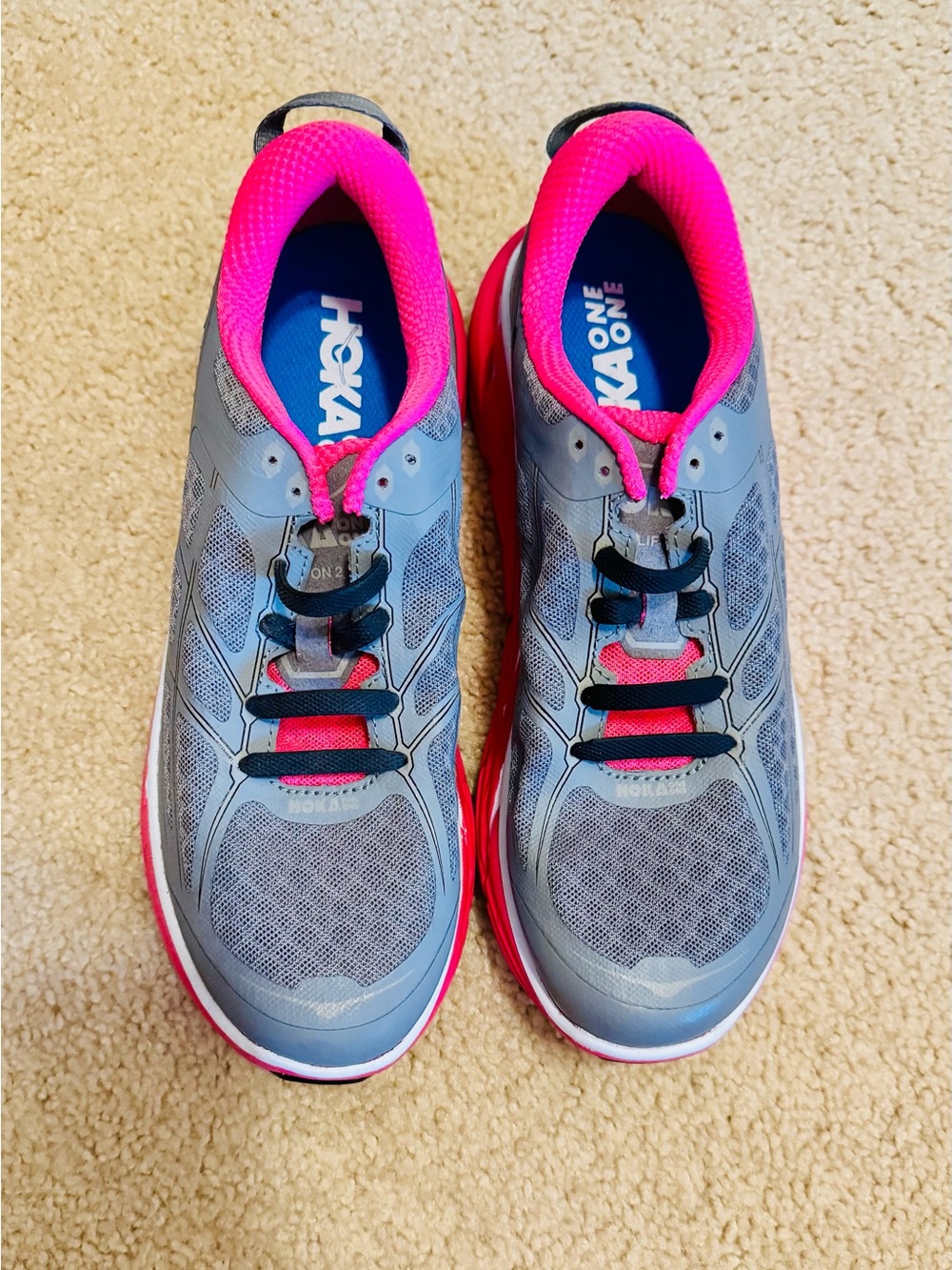 Hoka One on One’s Women's Gray and Hot Pink Athletic Running Shoes - Picture 8 of 8